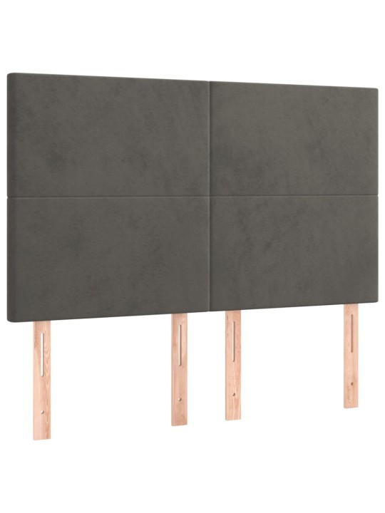 Voodipeatsid 4 tk, tumehall, 72x5x78/88 cm, samet