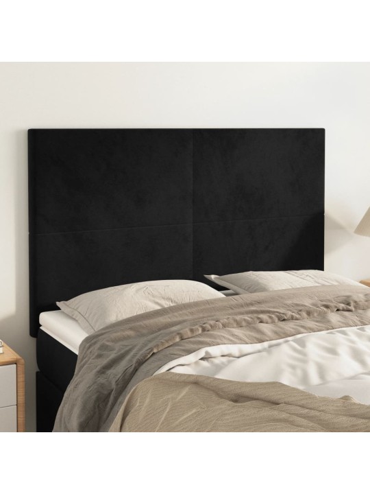 Voodipeatsid 4 tk, must, 72x5x78/88 cm, samet