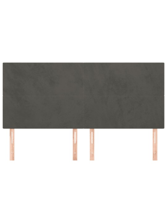 Voodipeatsid 4 tk, tumehall, 80x5x78/88 cm, samet
