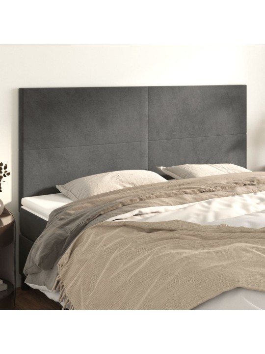 Voodipeatsid 4 tk, tumehall, 80x5x78/88 cm, samet