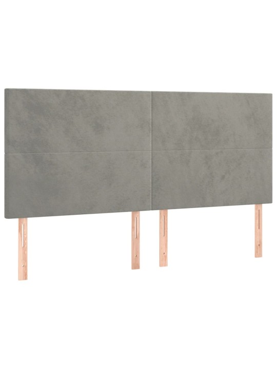 Voodipeatsid 4 tk, helehall, 90x5x78/88 cm, samet