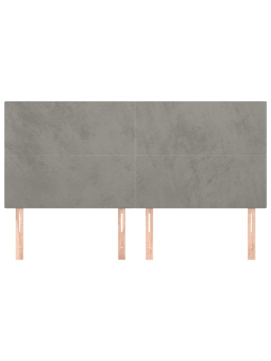 Voodipeatsid 4 tk, helehall, 90x5x78/88 cm, samet