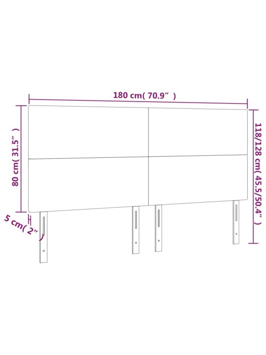 Voodipeatsid 4 tk, helehall, 90x5x78/88 cm, samet