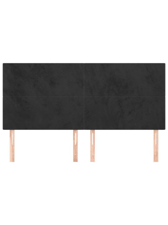 Voodipeatsid 4 tk, must, 100x5x78/88 cm, samet