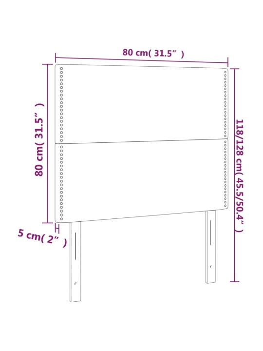 Voodipeatsid 2 tk, helehall, 80x5x78/88 cm, kangas