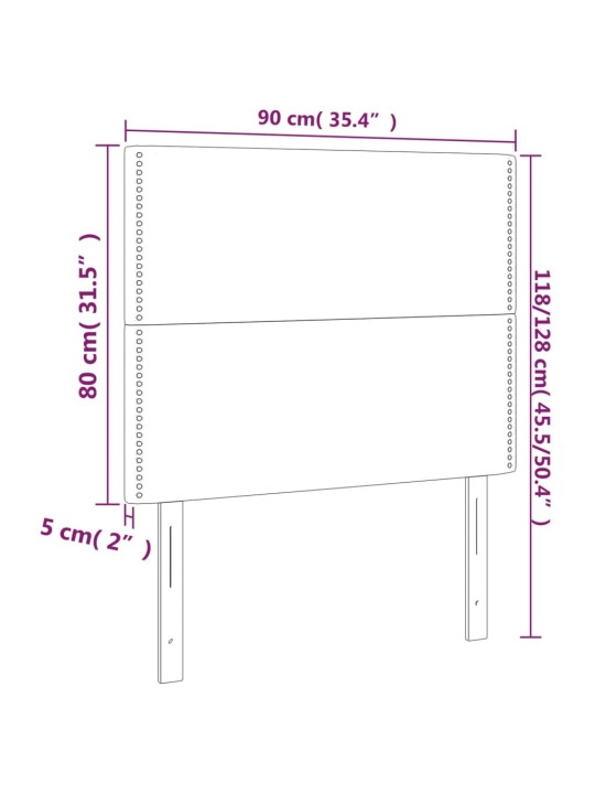 Voodipeatsid 2 tk, must, 90x5x78/88 cm, kangas