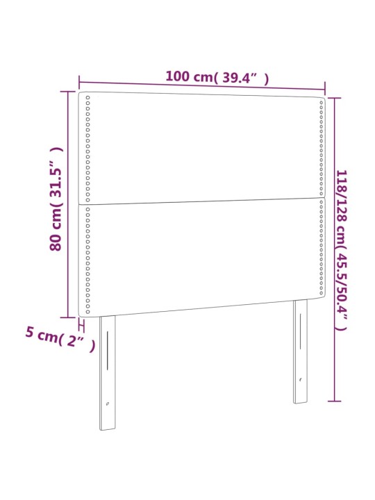 Voodipeatsid 2 tk, helehall, 100x5x78/88 cm, kangas