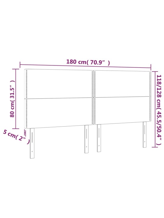 Voodipeatsid 4 tk, helehall, 90x5x78/88 cm, kangas