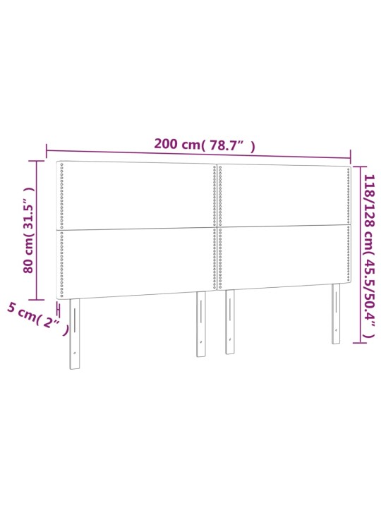 Voodipeatsid 4 tk, tumehall, 100x5x78/88 cm, kangas