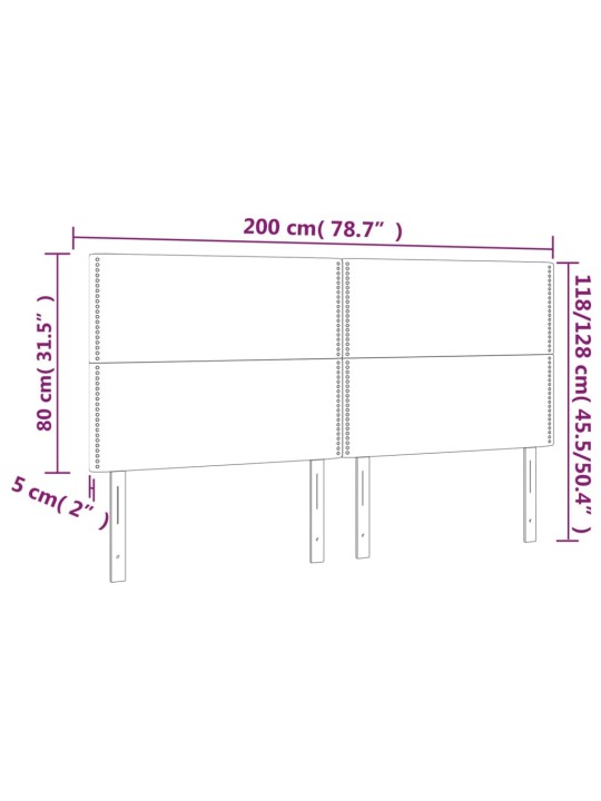 Voodipeatsid 4 tk, must, 100x5x78/88 cm, kangas