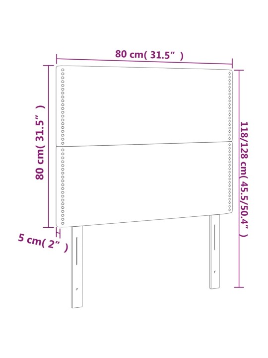 Voodipeatsid 2 tk, tumehall, 80x5x78/88 cm, samet