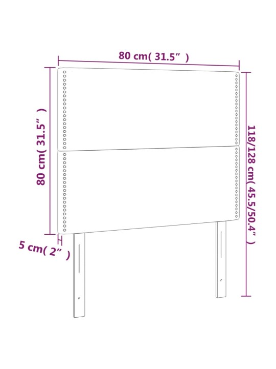 Voodipeatsid 2 tk, tumeroheline, 80x5x78/88 cm, samet