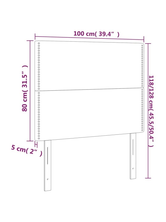 Voodipeatsid 2 tk, helehall, 100x5x78/88 cm, samet