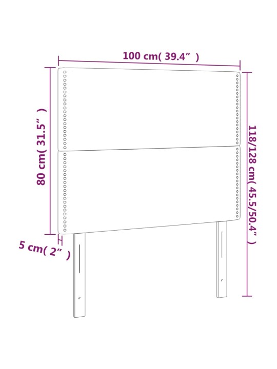 Voodipeatsid 2 tk, tumeroheline, 100x5x78/88 cm, samet