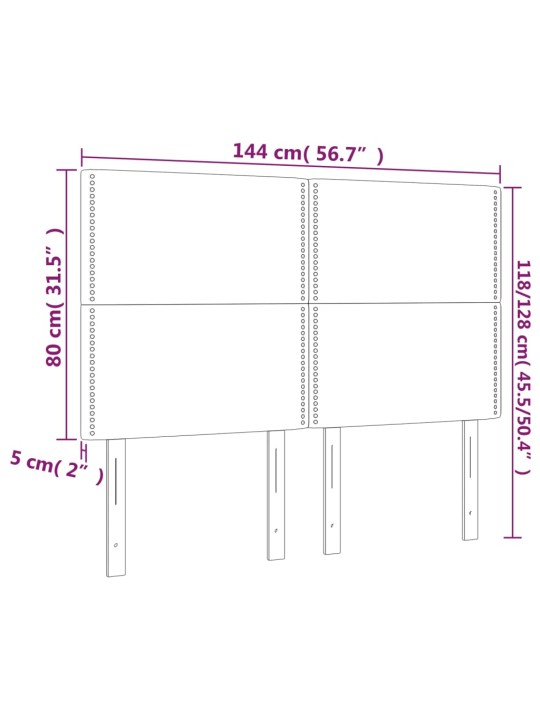 Voodipeatsid 4 tk, helehall, 72x5x78/88 cm, samet