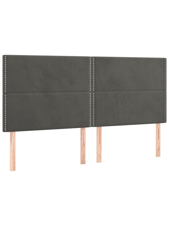 Voodipeatsid 4 tk, tumehall, 90x5x78/88 cm, samet