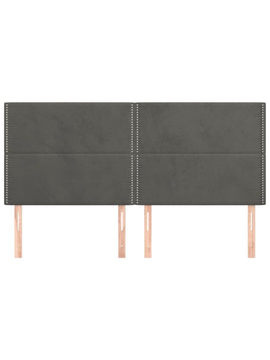 Voodipeatsid 4 tk, tumehall, 90x5x78/88 cm, samet