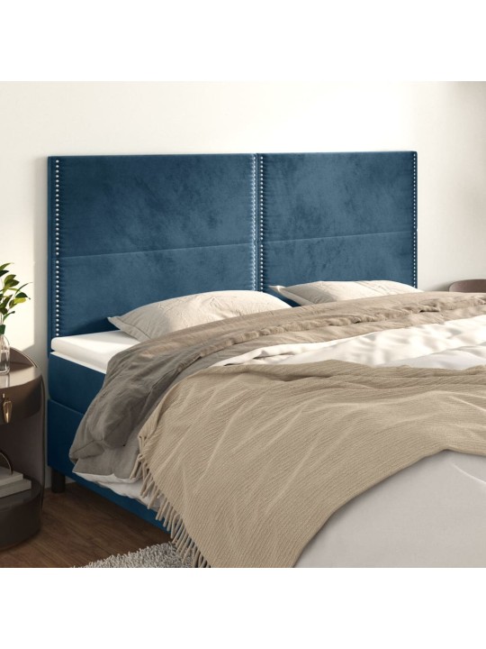 Voodipeatsid 4 tk, tumesinine, 90x5x78/88 cm, samet