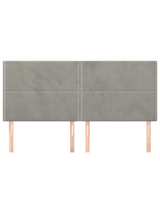 Voodipeatsid 4 tk, helehall, 100x5x78/88 cm, samet