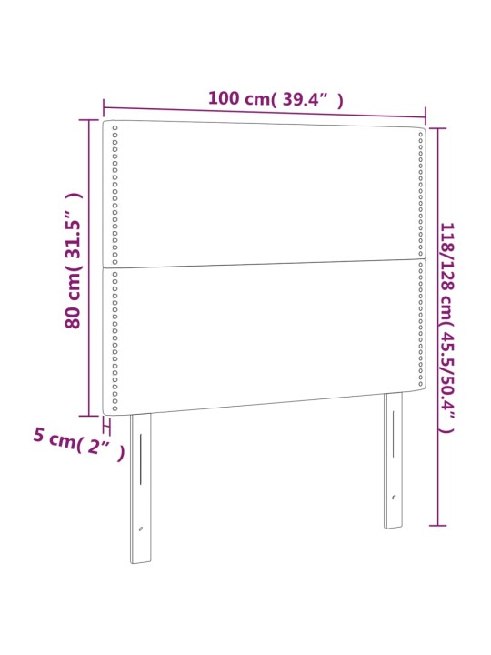 Voodipeatsid 2 tk, must, 100x5x78/88 cm, kunstnahk