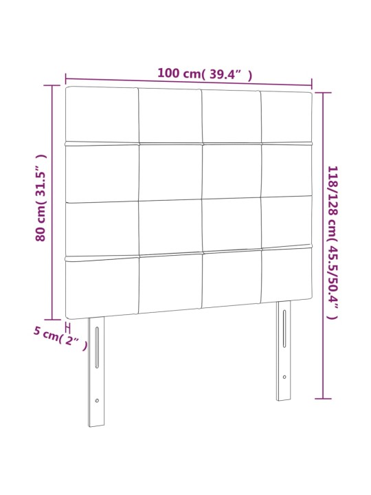 Voodipeatsid 2 tk, helehall, 100x5x78/88 cm, kangas