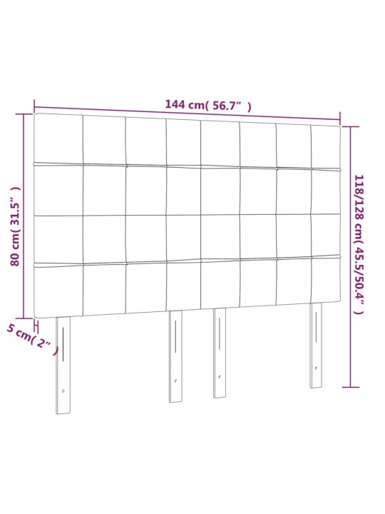 Voodipeatsid 4 tk, helehall, 72x5x78/88 cm, kangas