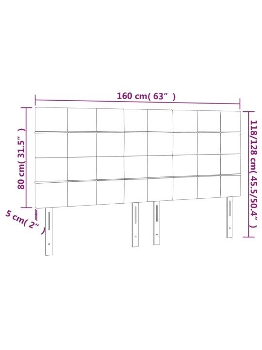 Voodipeatsid 4 tk, must, 80x5x78/88 cm, kangas