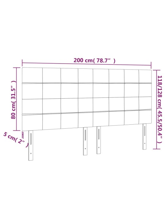Voodipeatsid 4 tk, pruunikashall, 100x5x78/88 cm, kangas