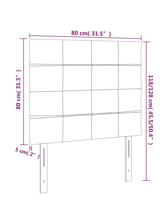 Voodipeatsid 2 tk, must, 80x5x78/88 cm, samet