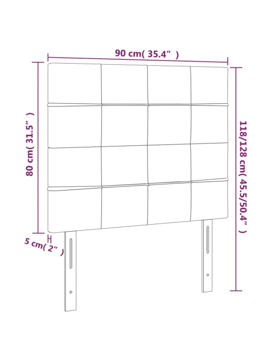 Voodipeatsid 2 tk, must, 90x5x78/88 cm, samet