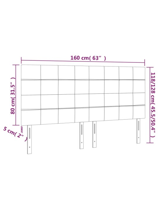 Voodipeatsid 4 tk, must, 80x5x78/88 cm, samet