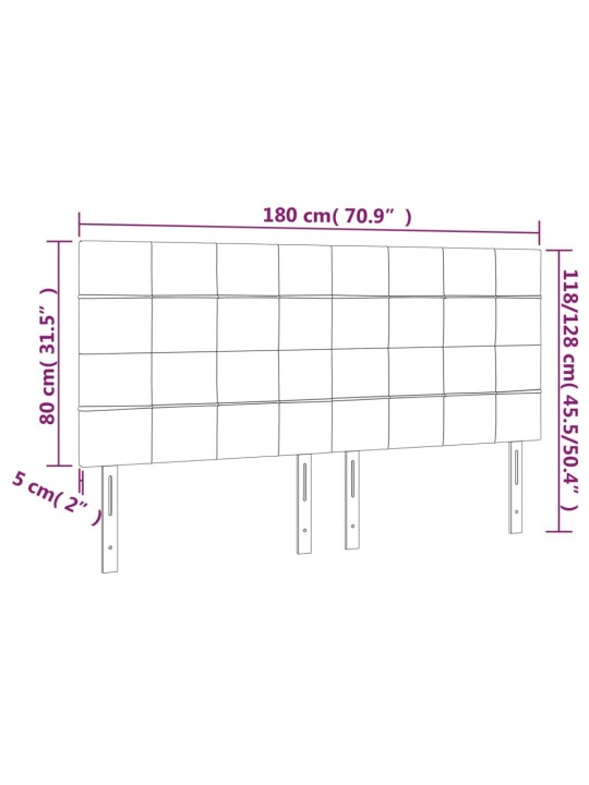 Voodipeatsid 4 tk, must, 90x5x78/88 cm, samet