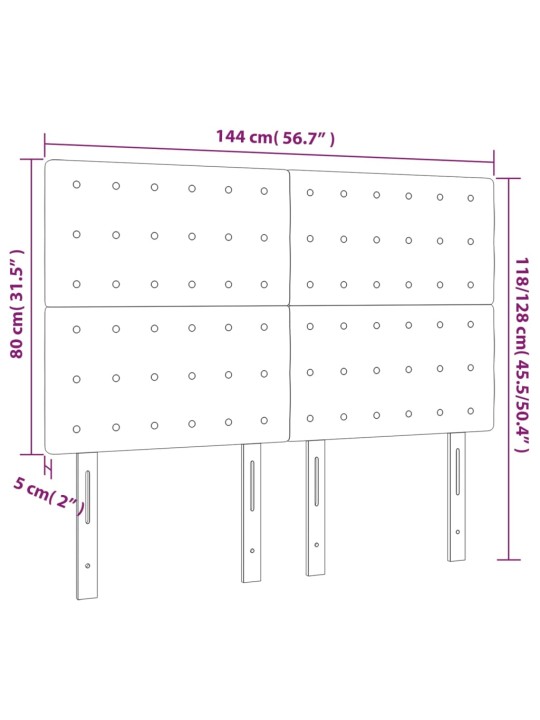 Voodipeatsid 4 tk, must, 72x5x78/88 cm, kangas