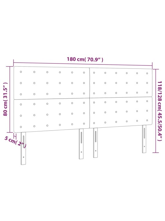 Voodipeatsid 4 tk, must, 90x5x78/88 cm, kunstnahk