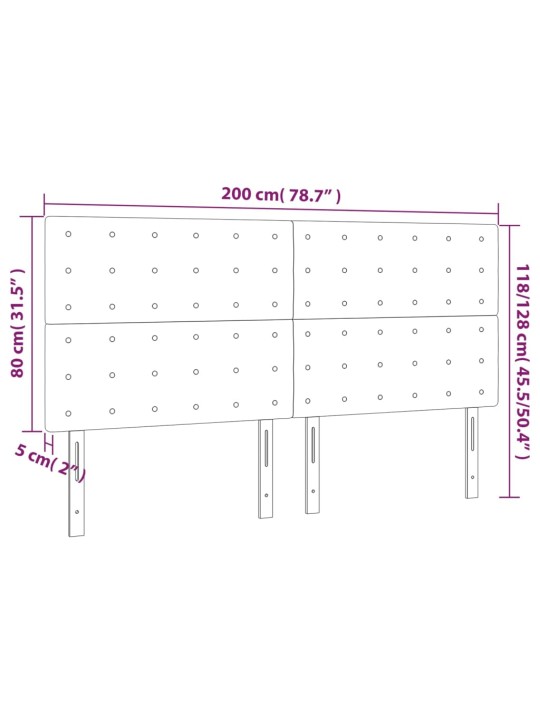 Voodipeatsid 4 tk, valge, 100x5x78/88 cm kunstnahk