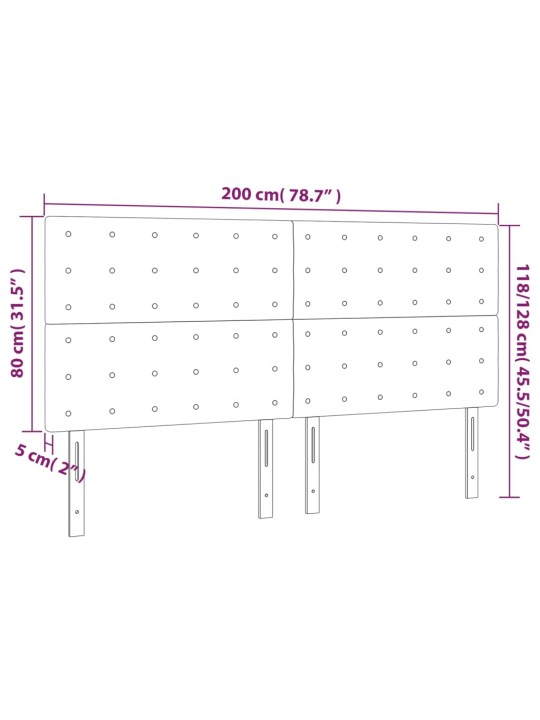 Voodipeatsid 4 tk, hall, 100x5x78/88 cm, kunstnahk