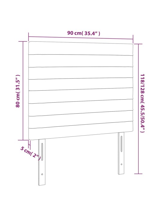 Voodipeatsid 2 tk, helehall, 90x5x78/88 cm, kangas