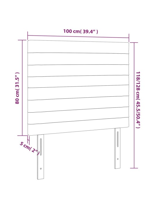 Voodipeatsid 2 tk, helehall, 100x5x78/88 cm, kangas