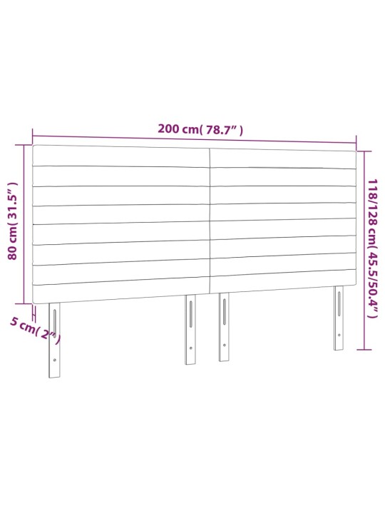 Voodipeatsid 4 tk, must, 100x5x78/88 cm, kangas