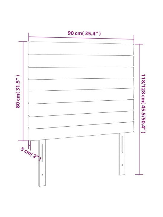 Voodipeatsid 2 tk, tumeroheline, 90x5x78/88 cm, samet