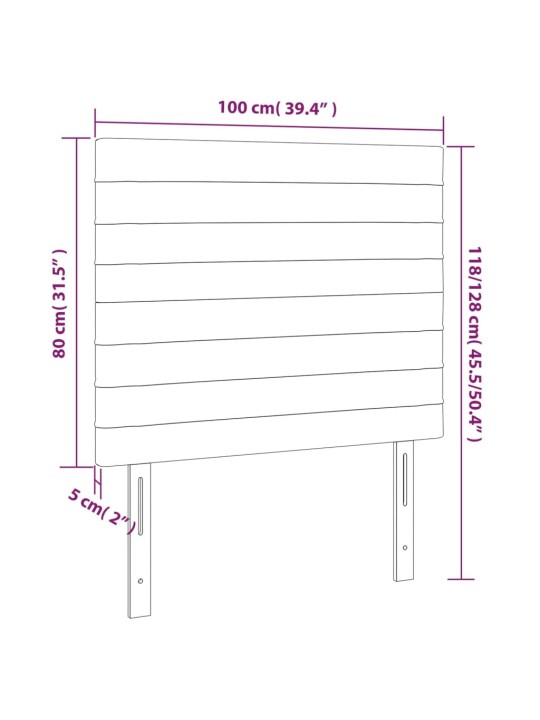 Voodipeatsid 2 tk, helehall, 100x5x78/88 cm, samet