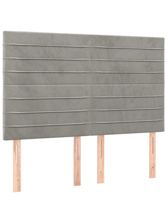Voodipeatsid 4 tk, helehall, 72x5x78/88 cm, samet