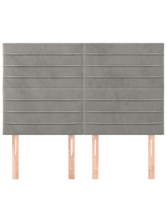 Voodipeatsid 4 tk, helehall, 72x5x78/88 cm, samet