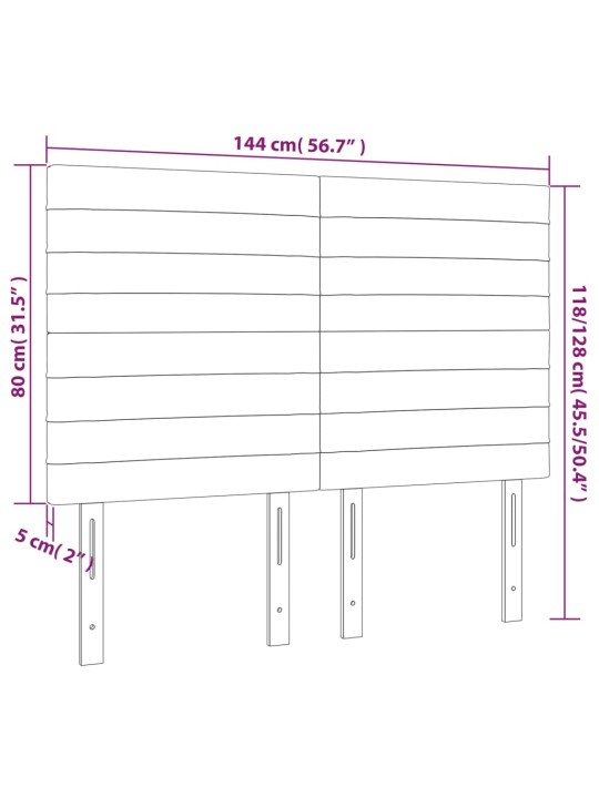 Voodipeatsid 4 tk, helehall, 72x5x78/88 cm, samet