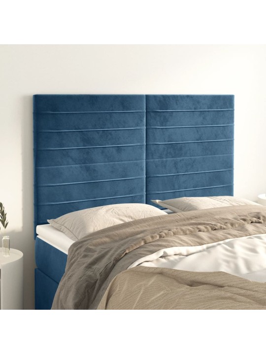 Voodipeatsid 4 tk, tumesinine, 72x5x78/88 cm, samet
