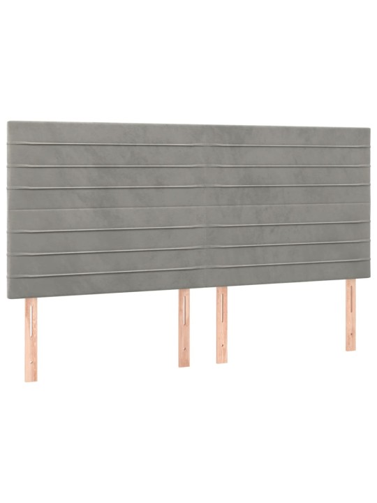 Voodipeatsid 4 tk, helehall, 90x5x78/88 cm, samet