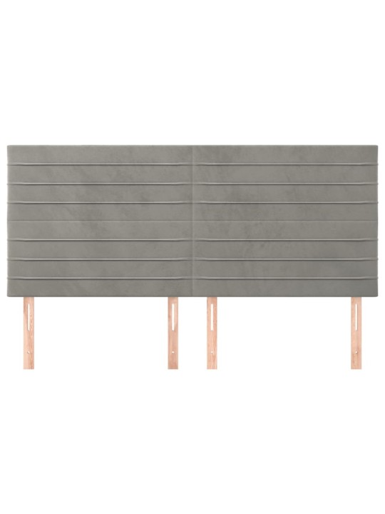 Voodipeatsid 4 tk, helehall, 90x5x78/88 cm, samet
