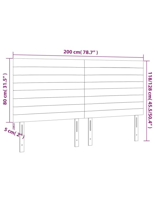 Voodipeatsid 4 tk, helehall, 100x5x78/88 cm, samet