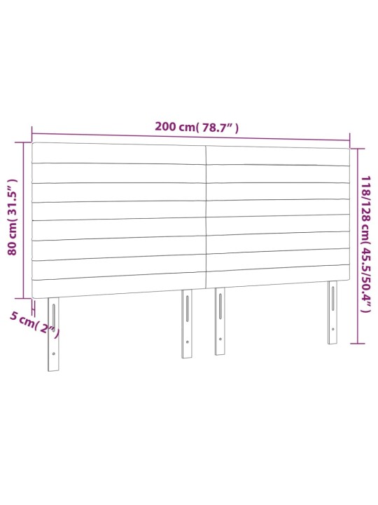 Voodipeatsid 4 tk, tumeroheline, 100x5x78/88 cm, samet