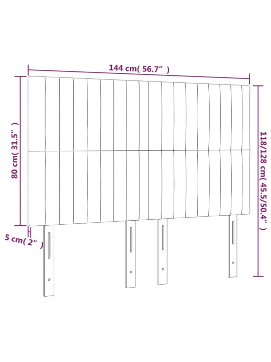 Voodipeatsid 4 tk, helehall, 72x5x78/88 cm, kangas